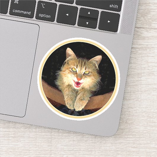 Mad Cat Painting - Cute Original Cat Art Sticker (Detail)