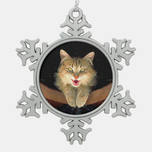 Mad Cat Painting - Cute Original Cat Art Tin Sneeuwvlok Ornament