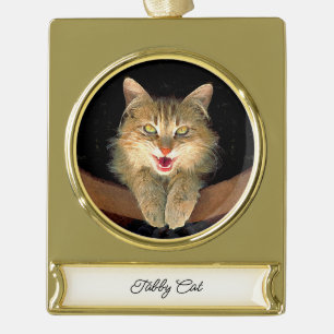 Mad Cat Painting - Cute Original Cat Art Verguld Banner Ornament
