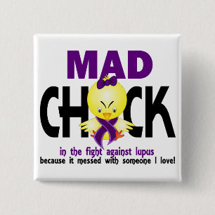 Mad Chick in de vechtlupus Vierkante Button 5,1 Cm