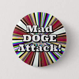Mad DOGE Aanval! ( U kunt de woorden wijzigen ) Ronde Button 5,7 Cm