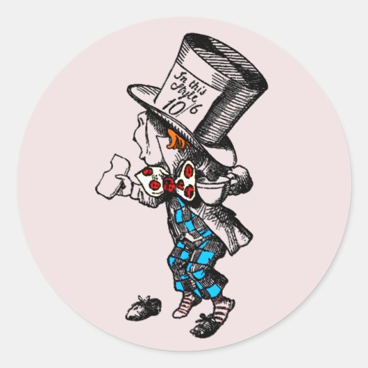 Mad Hatter Alice in Wonderland Ronde Sticker (Voorkant)