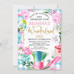 Mad Hatter Alice in Wonderland - uitnodiging voor 