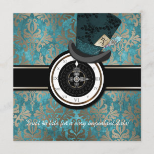 Mad Hatter Alice in Wonderland Wedding Invitation Kaart