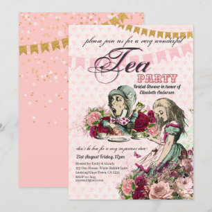 Mad Hatter Alice  Tea Party Vrijgezellenfeest Kaart
