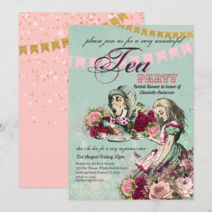 Mad Hatter Alice  Tea Party Vrijgezellenfeest Kaart