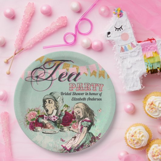 Mad Hatter Alice  Tea Party Vrijgezellenfeest Papieren Bordje (Feest)