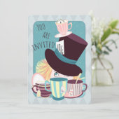 Mad Hatter Birthday Tea Party  Feestdagenkaart (Staand voorkant)