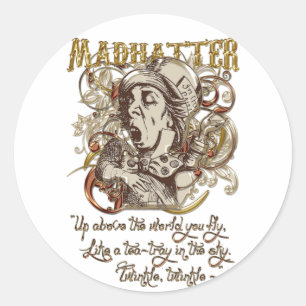 Mad Hatter Carnivale Stijl (met gedicht) Ronde Sticker
