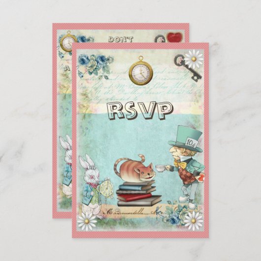 Mad Hatter & Cat RSVP Apportez un Baby shower de l (Devant / Derrière)