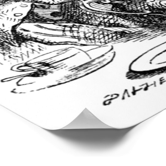 Mad Hatter, Dormouse en March Hare Poster (Hoek)