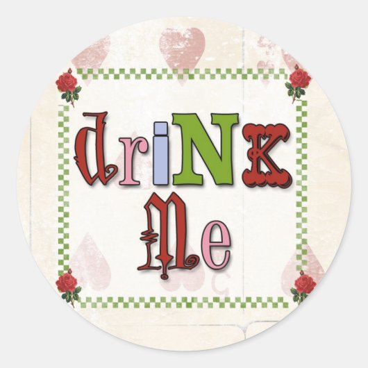 Mad Hatter Drink me Sticker (Voorkant)