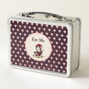 Mad Hatter "Eat me" Bourgogne en roze harten