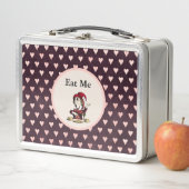 Mad Hatter "Eat me" Bourgogne en roze harten (In situ)