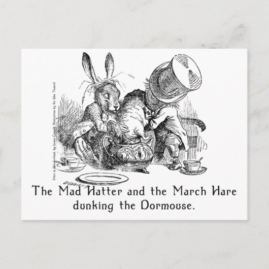Mad Hatter en March Hare Dunking the Dormouse Briefkaart (Voorkant)