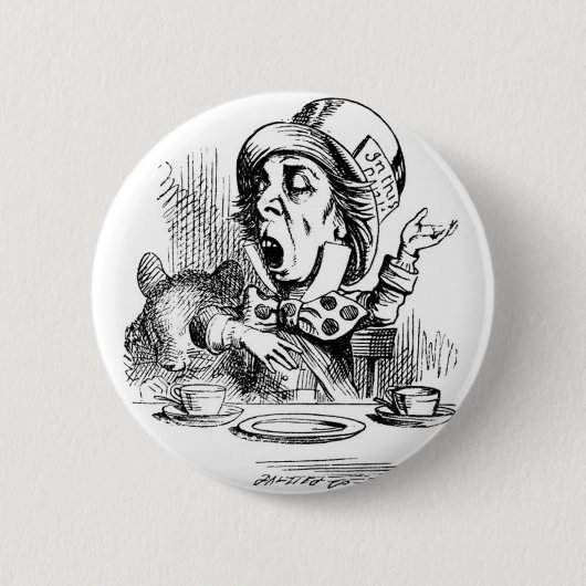 Mad Hatter met Dormouse Ronde Button 5,7 Cm (Voorkant)
