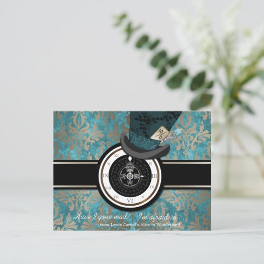 Mad Hatter Save the Date Briefkaart (Staand voorkant)