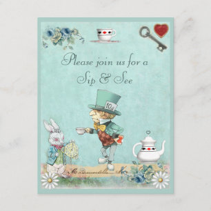 Mad Hatter Sip & See Baby shower Kaart