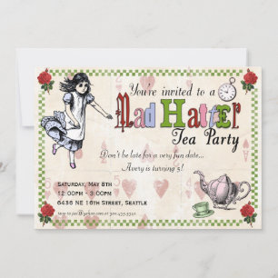 Mad Hatter Tea Party Invitation Kaart