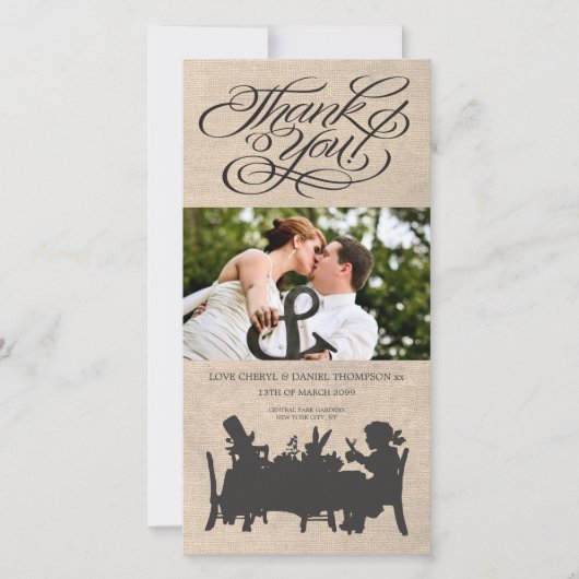 Mad Hatter Tea Party Mariage Carte photo Merci (Devant)