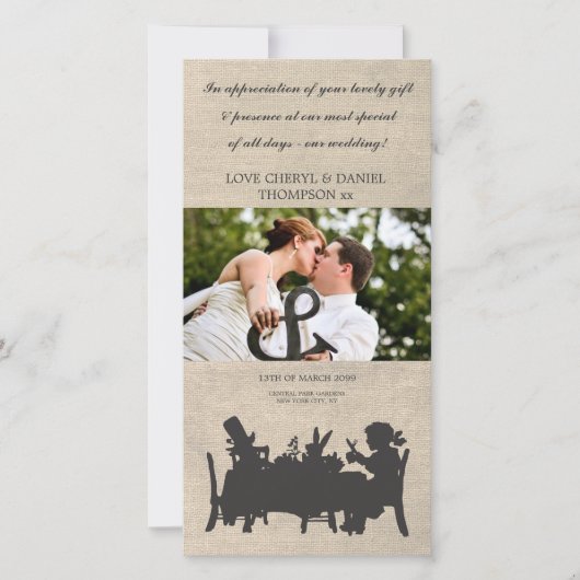 Mad Hatter Tea Party Mariage Carte photo Merci (Devant)