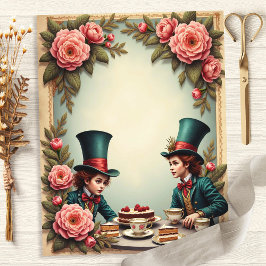 Mad Hatter Tea Party Rozen Scrapbook Papier