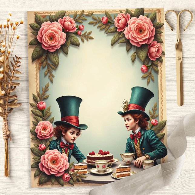 Mad Hatter Tea Party Rozen Scrapbook Papier (Creator heeft geüpload)