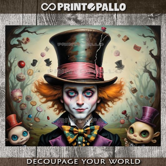 Mad Hatter van Alice in Wonderland cartoon stijl Tissuepapier