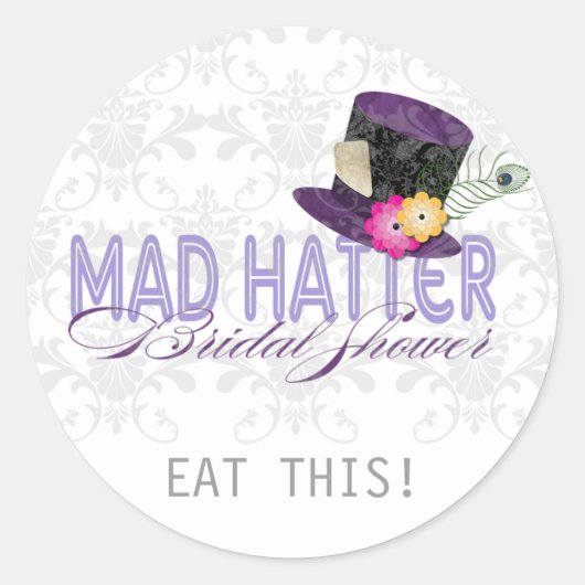 Mad Hatter Vrijgezellenfeest Dank u Stickers (Voorkant)