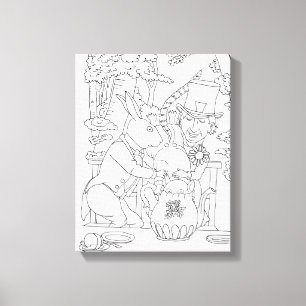 Mad hatter witte konijn deur muis kleurplaat canvas afdruk