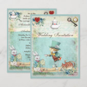 Mad Hatter Wonderland Wedding Kaart (Voorkant / Achterkant)