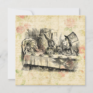 Mad Hatters Tea Party Alice in Wonderland Art Feestdagenkaart