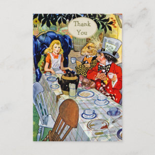 Mad Hatter's Tea Party Baby shower Dank je Kaart