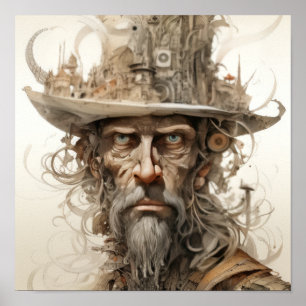 Mad Hatter's Whimsy: Portret van het excentrieke P Poster
