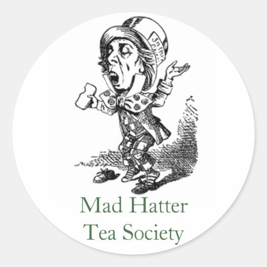 Mad HatterTea Society Ronde Sticker (Voorkant)