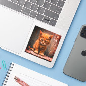 Mad Kitten Sticker (Laptop met iPhone)