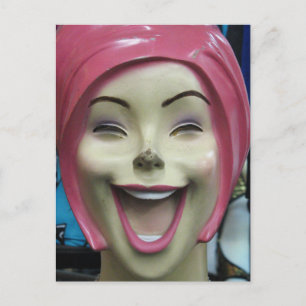 Mad Laughing Mannequin ~ Uncanny Valley Girl Briefkaart