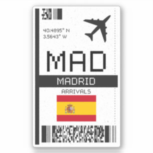MAD Madrid Boarding Pass - Spanje Reizen Sticker