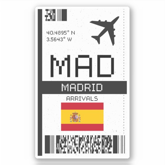 MAD Madrid Boarding Pass - Spanje Reizen Sticker (Voorkant)