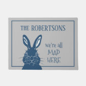 Mad March Hare Rabbit Blue Gray Funny Custom Deurmat (Voorkant)