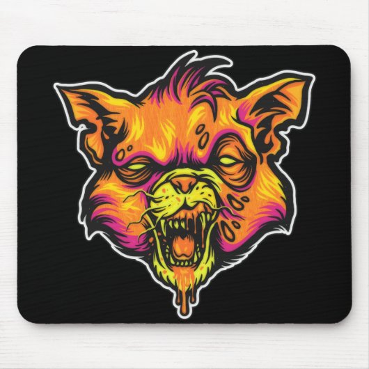 Mad Rabid Cat Illustratie Muismat (Voorkant)