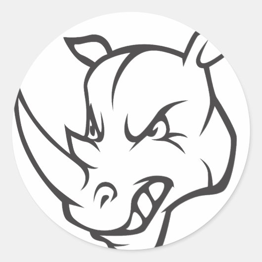 Mad Rhinoceros Ronde Sticker (Voorkant)