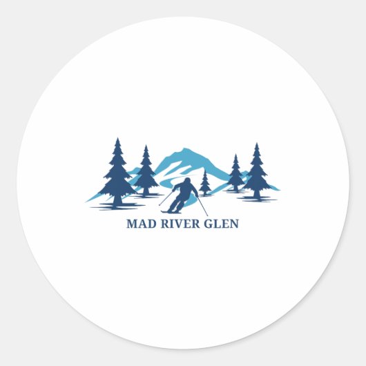 Mad River Glen Vermont Skiën Snowboarden in Vermon Ronde Sticker (Voorkant)
