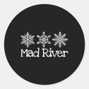 Mad River Mountain Ohio Skiër Skiën Snowflak Ronde Sticker