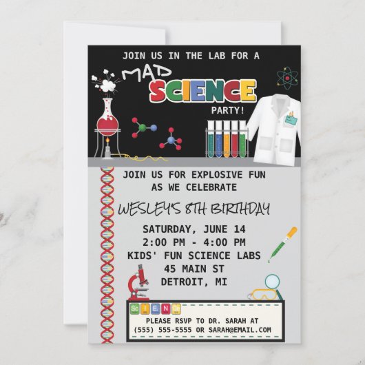 Mad Science Anniversaire Fête Invitation (Devant)