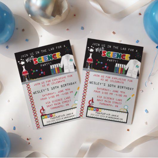 Mad Science Anniversaire Fête Invitation