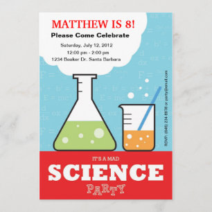 Mad Science Birthday Invitation Kaart