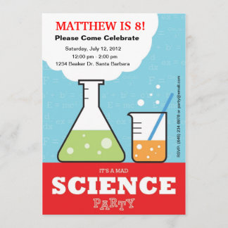 Mad Science Birthday Invitation Kaart