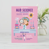 Mad Science Birthday Party Experiment Girls Kaart (Staand voorkant)