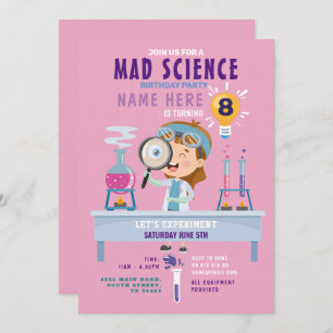 Mad Science Birthday Party Experiment Girls Kaart